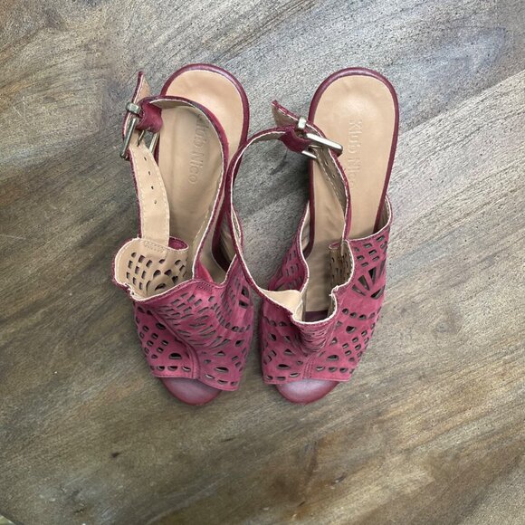 Anthropologie Klub Nico Filifera Slingback Heels Size 9 Brazil Stacked Heel - Picture 5 of 10